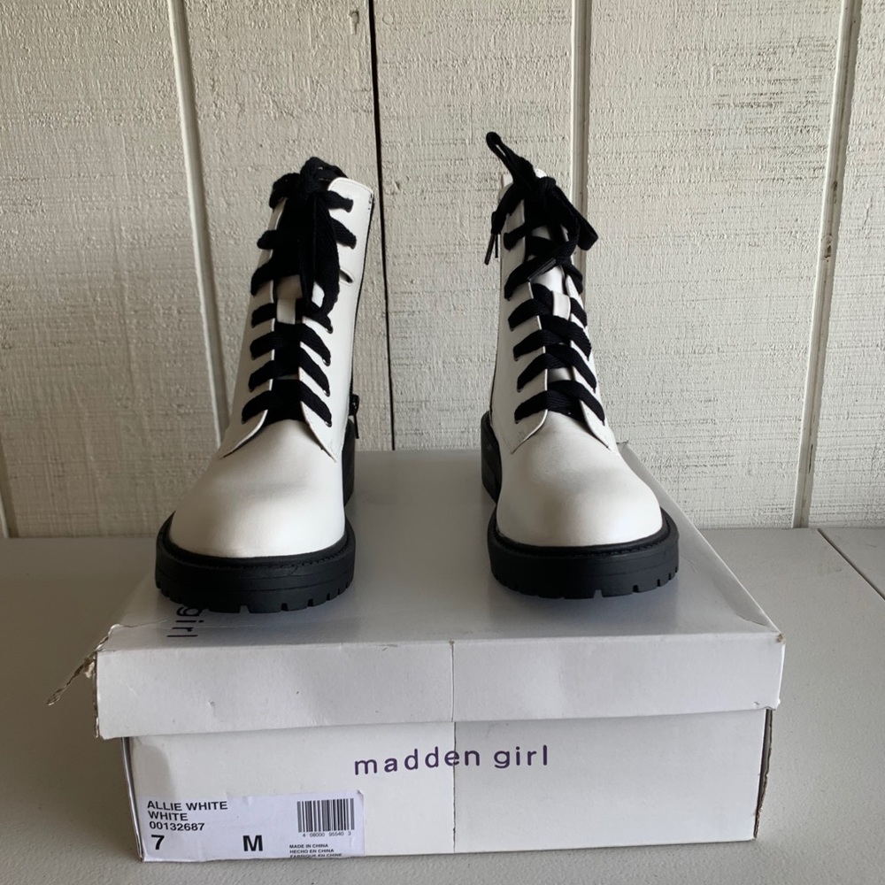 Madden girl Allie white boots
